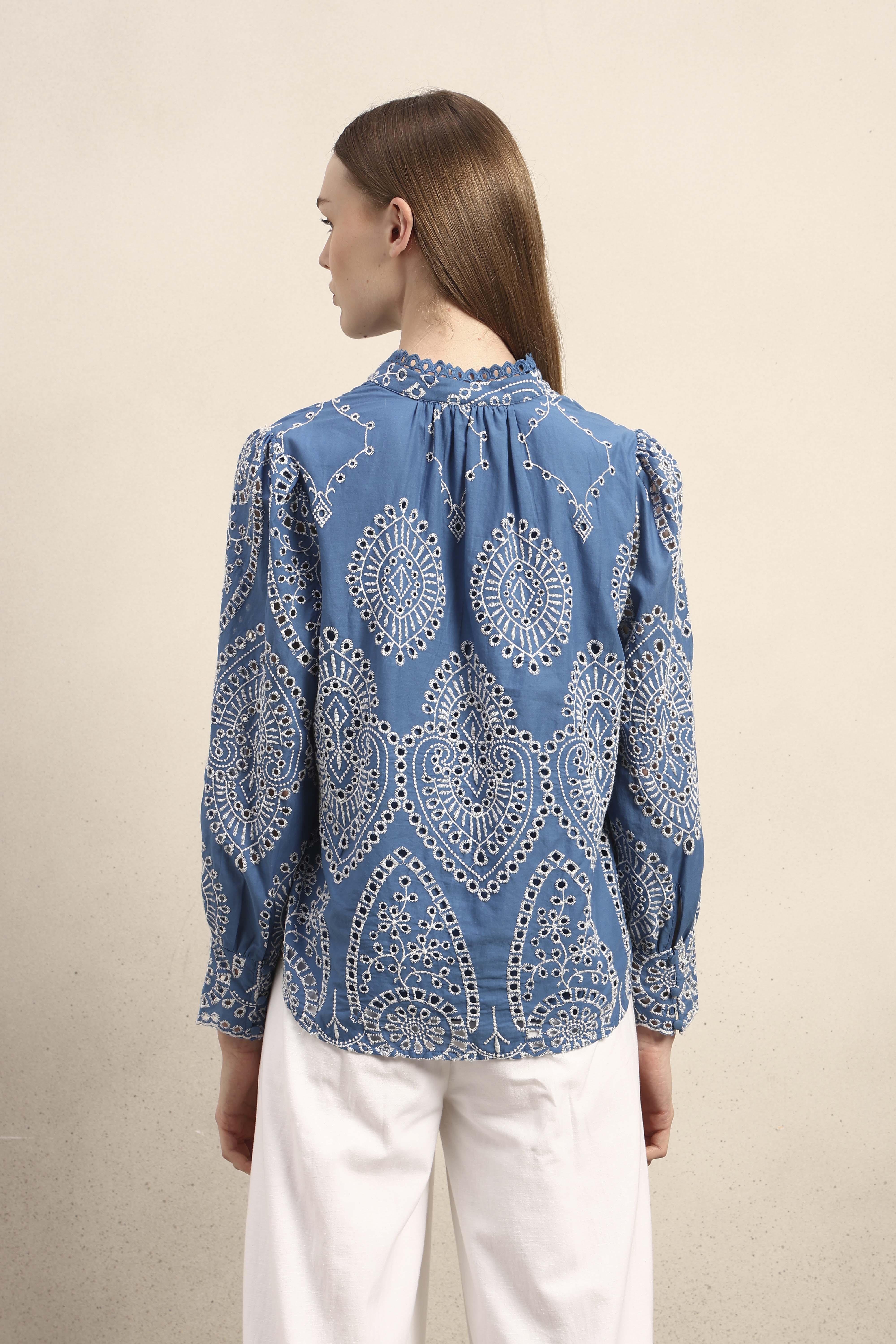 Eyelet Embroidered Cotton Shirt