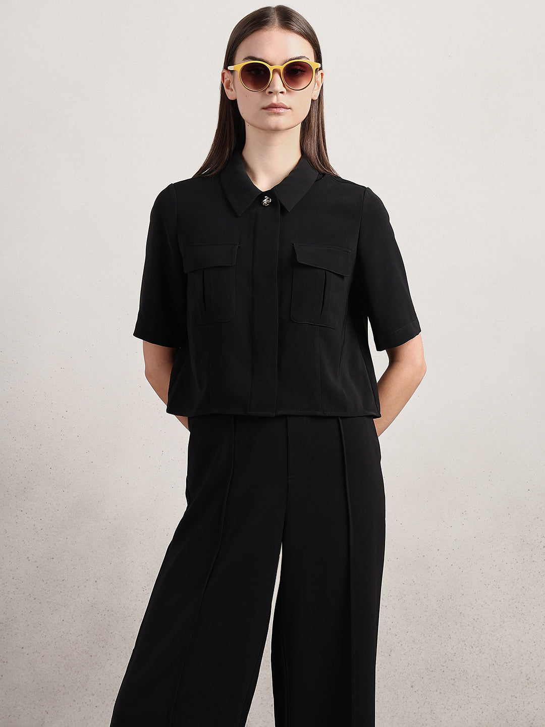 Cropped Black Shacket