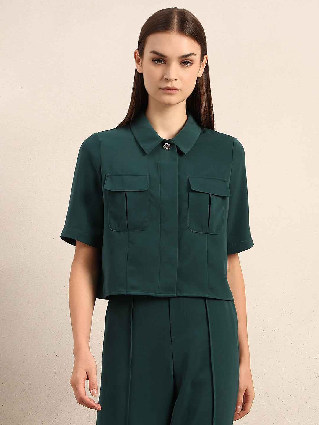 Dark Green Box Pockets Shirt