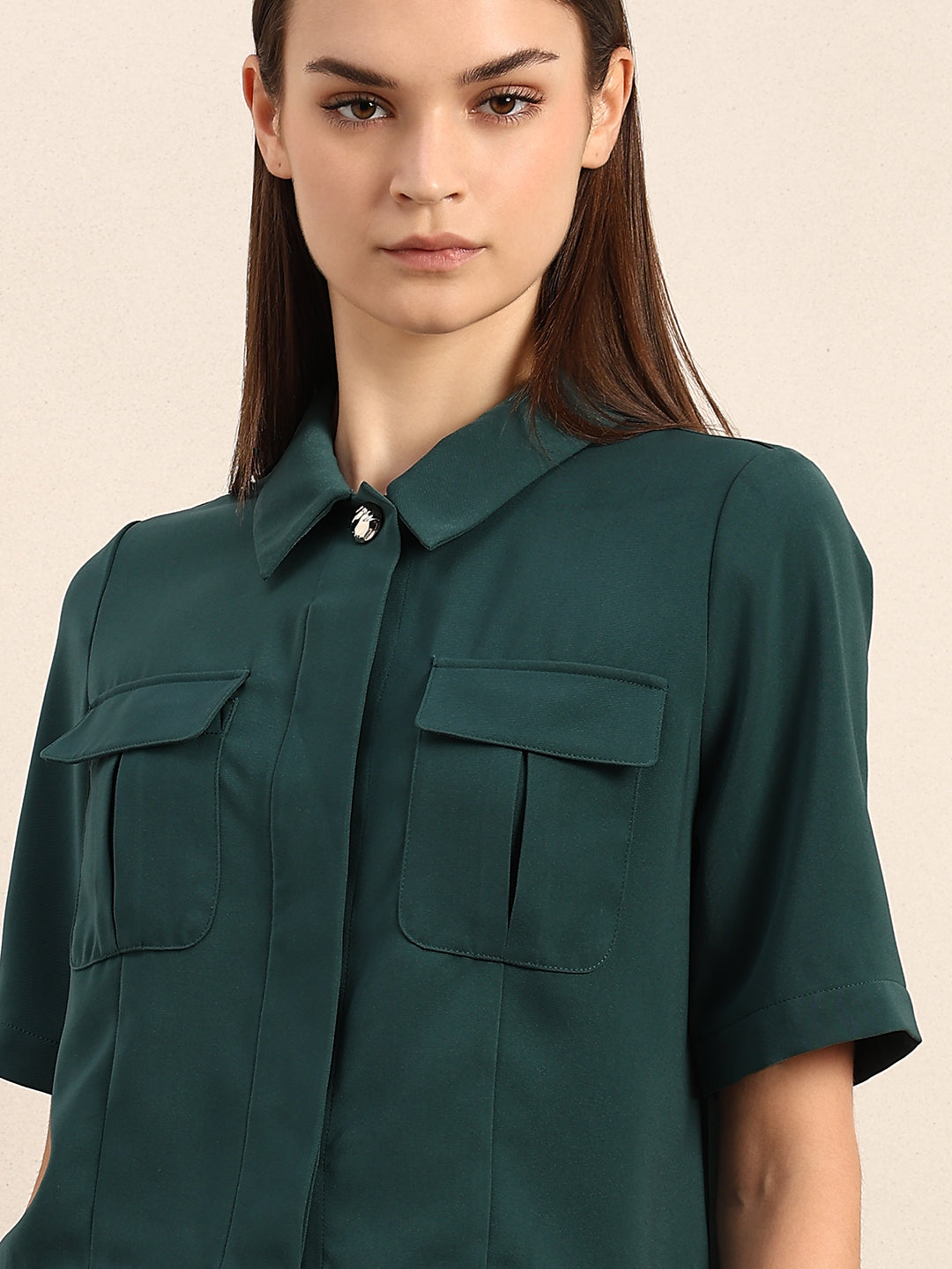 Dark Green Box Pockets Shirt
