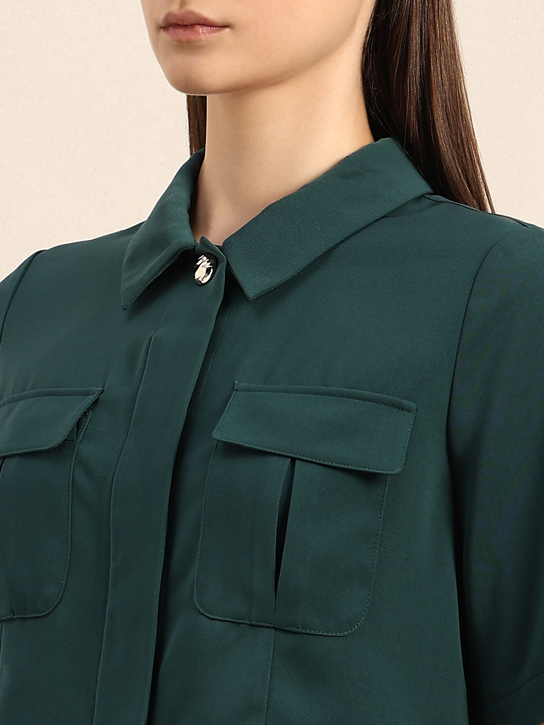 Dark Green Box Pockets Shirt