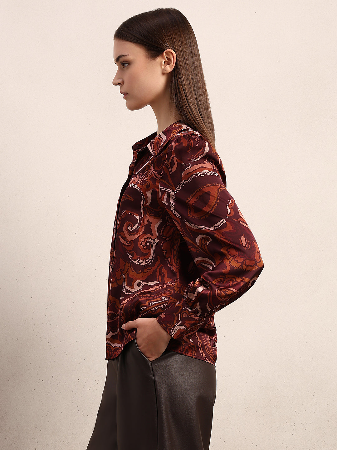 Brown Printed Shirt