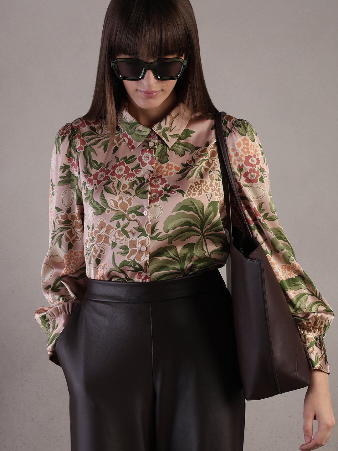 Pink Printed Regular Fit Shirt