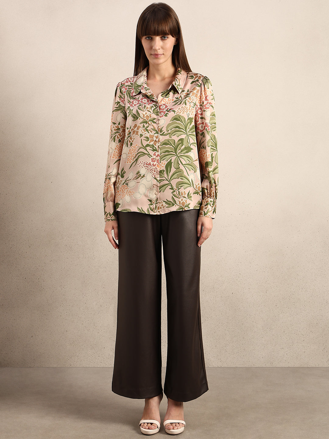 Pink Printed Regular Fit Shirt