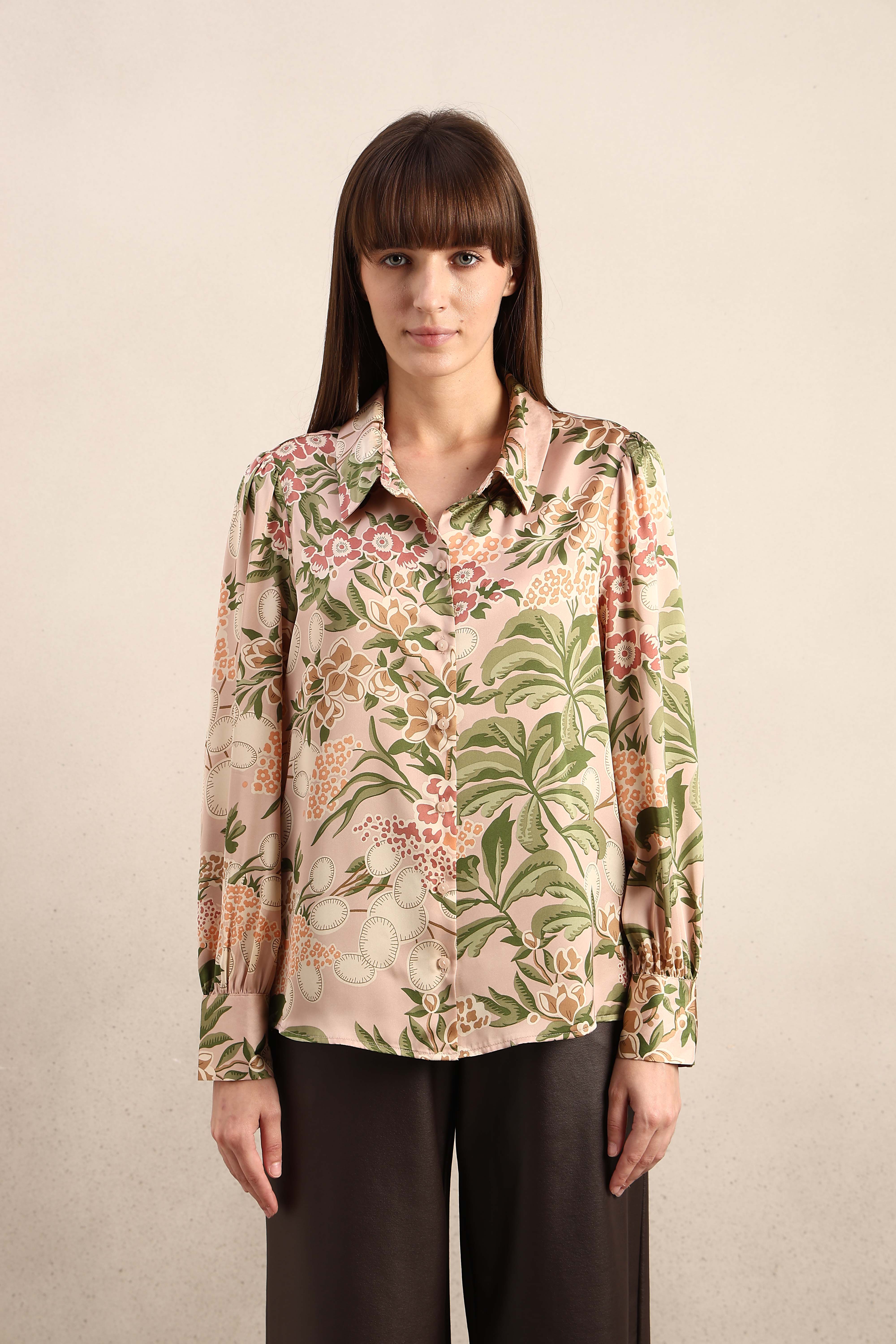 Pink Printed Regular Fit Shirt