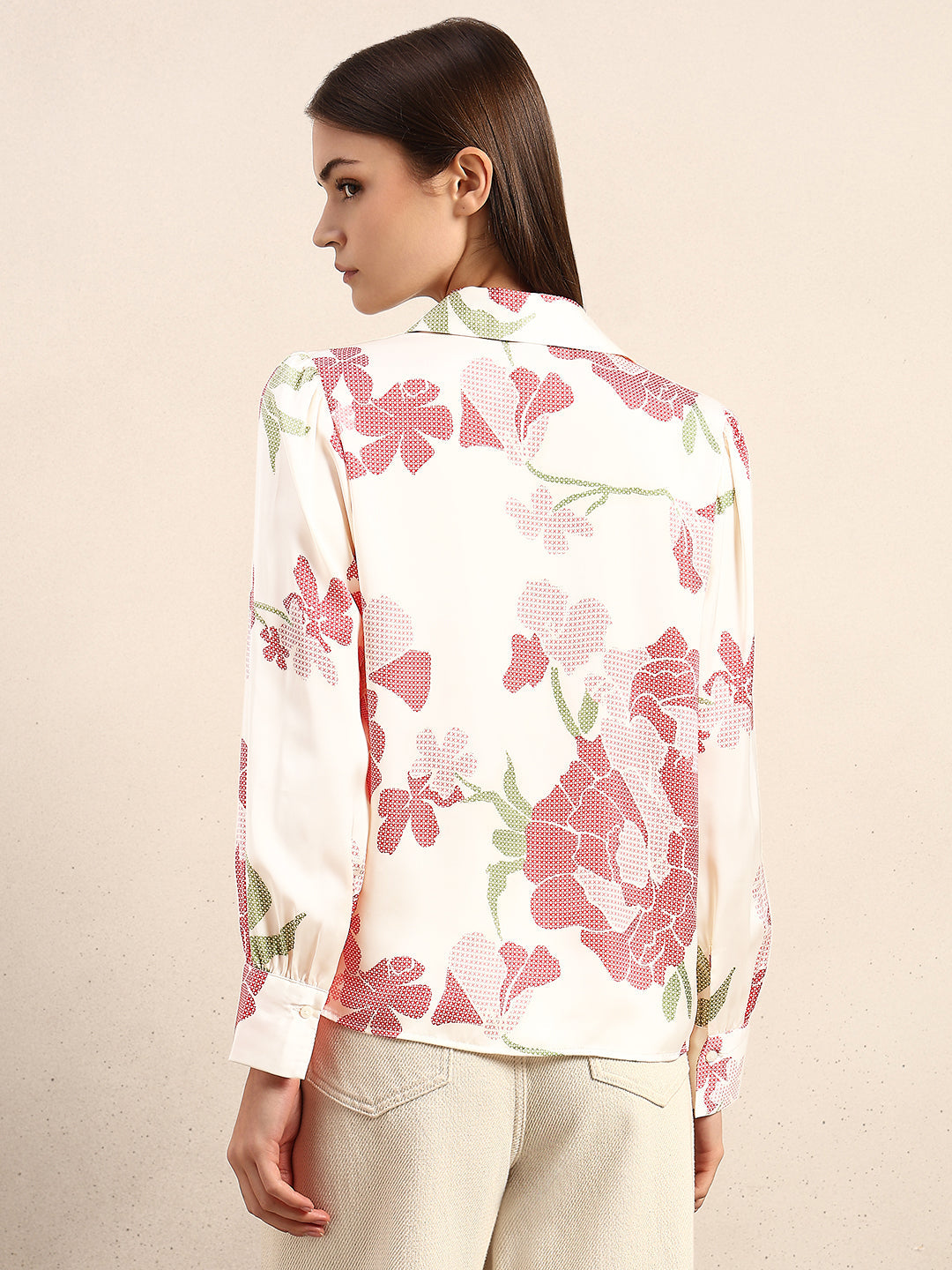 Ivory Floral Print Shirt