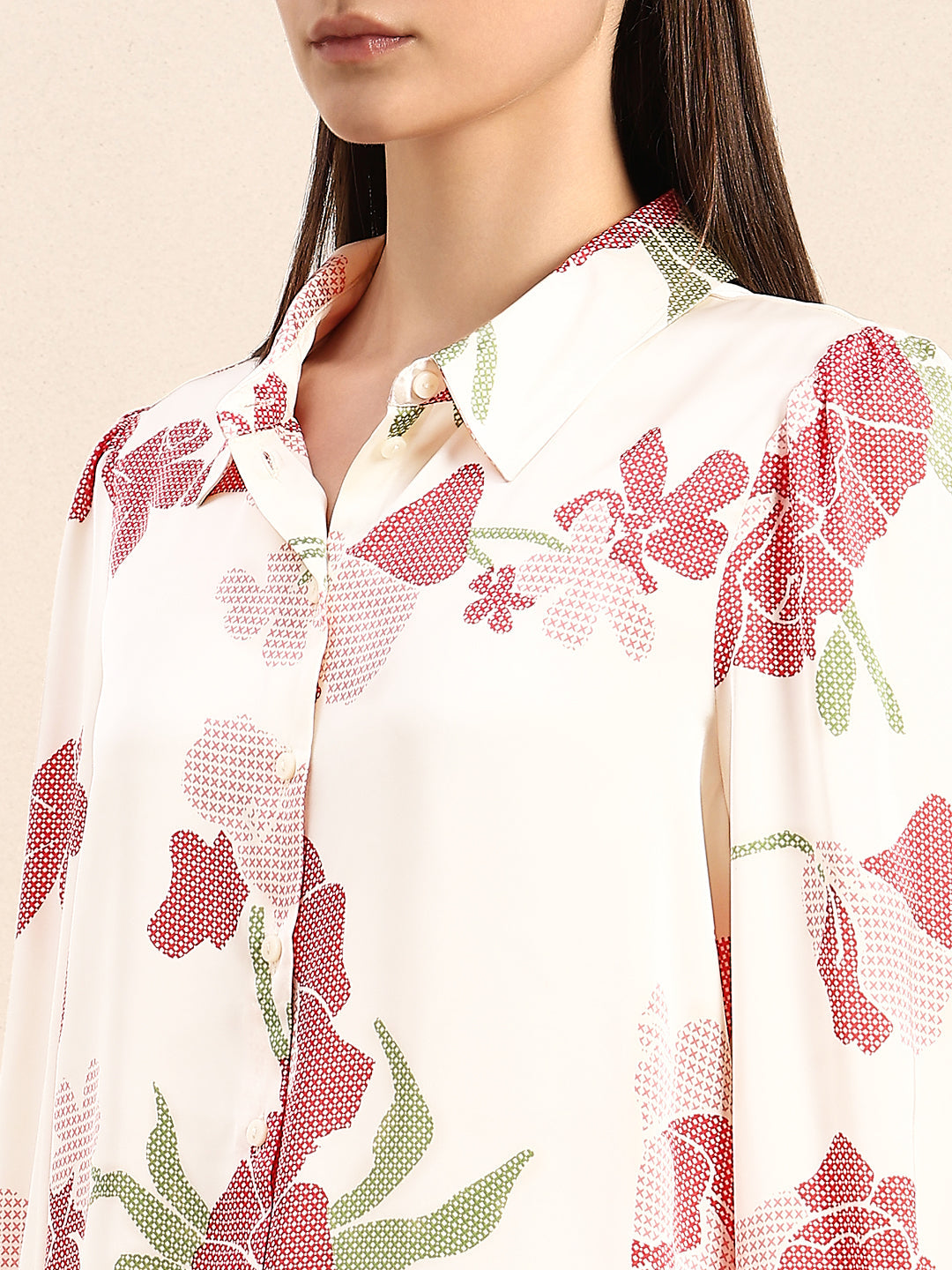Ivory Floral Print Shirt