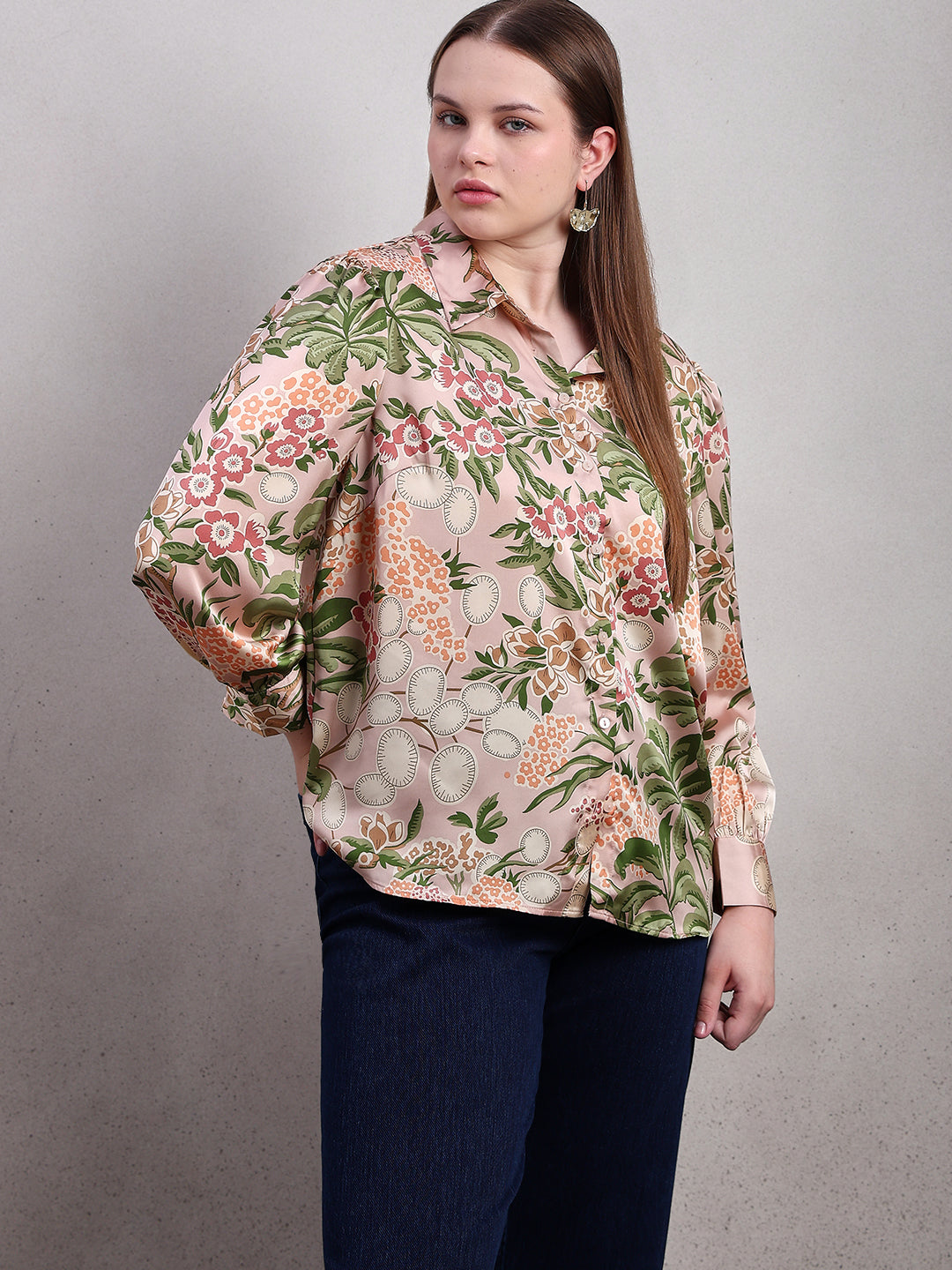 CURVE Pastel Pink Floral Shirt
