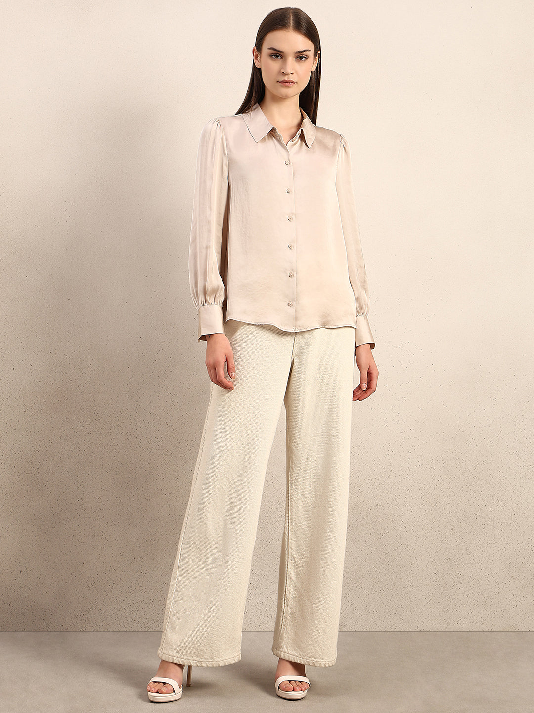 Beige Full Sleeves Shirt