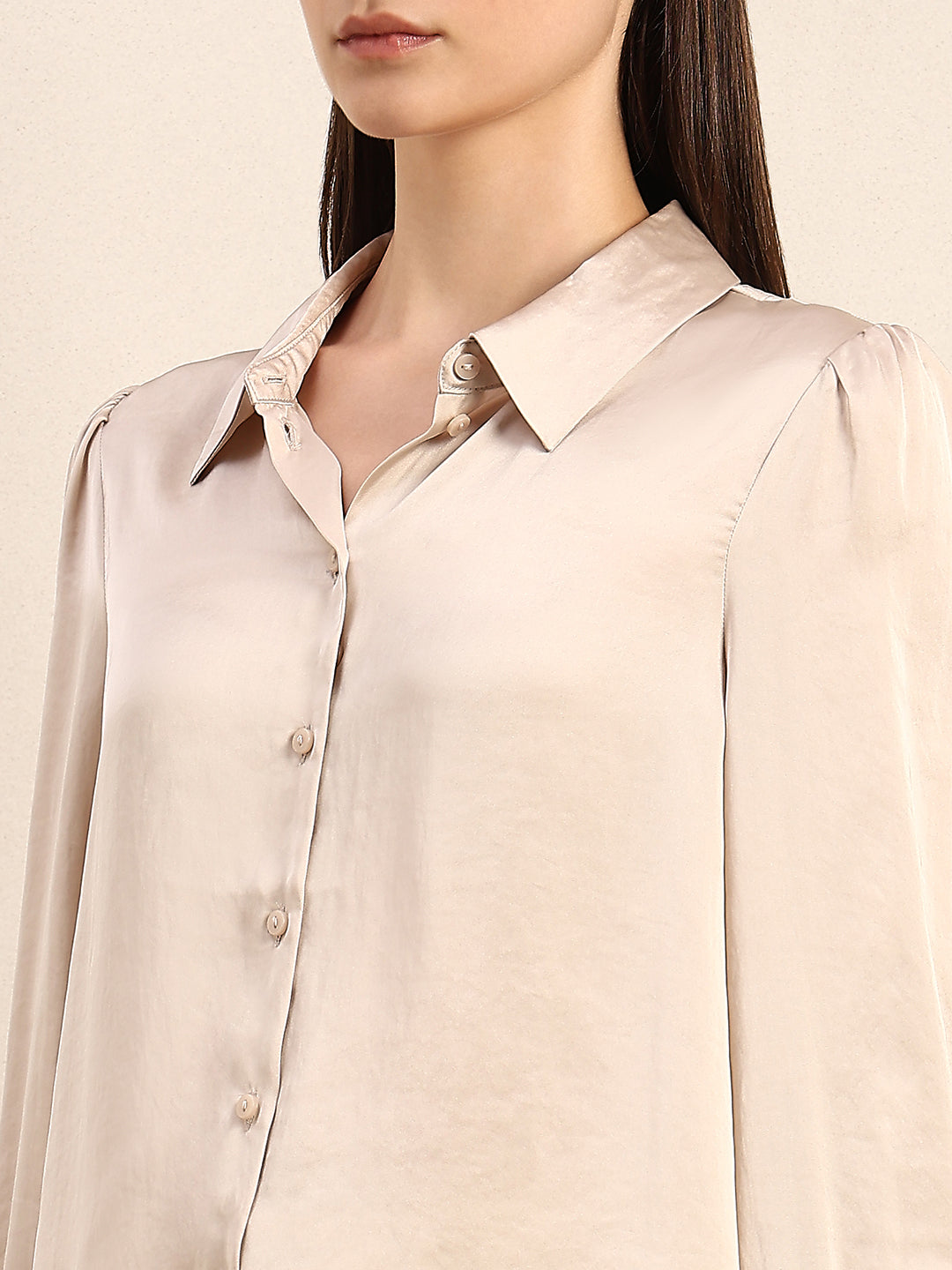 Beige Full Sleeves Shirt