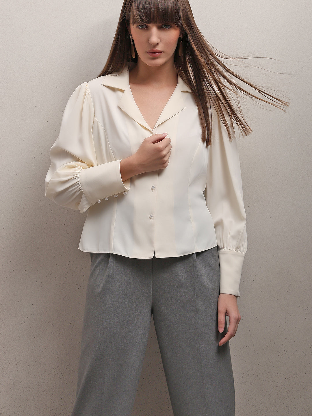 Pearl Detail Satin Shirt