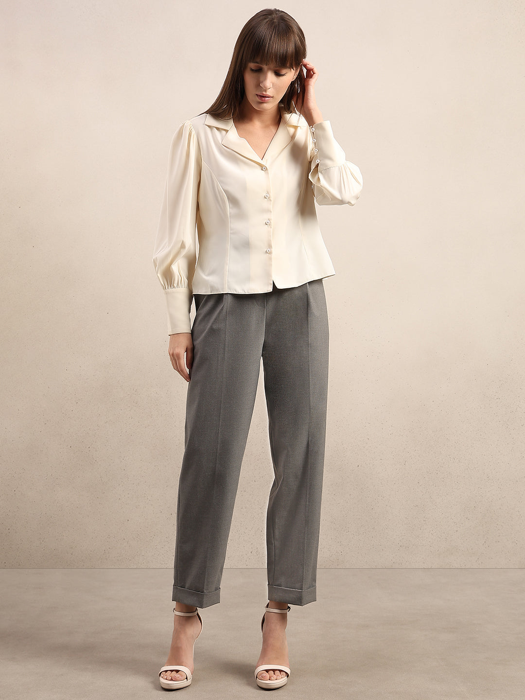 Pearl Detail Satin Shirt