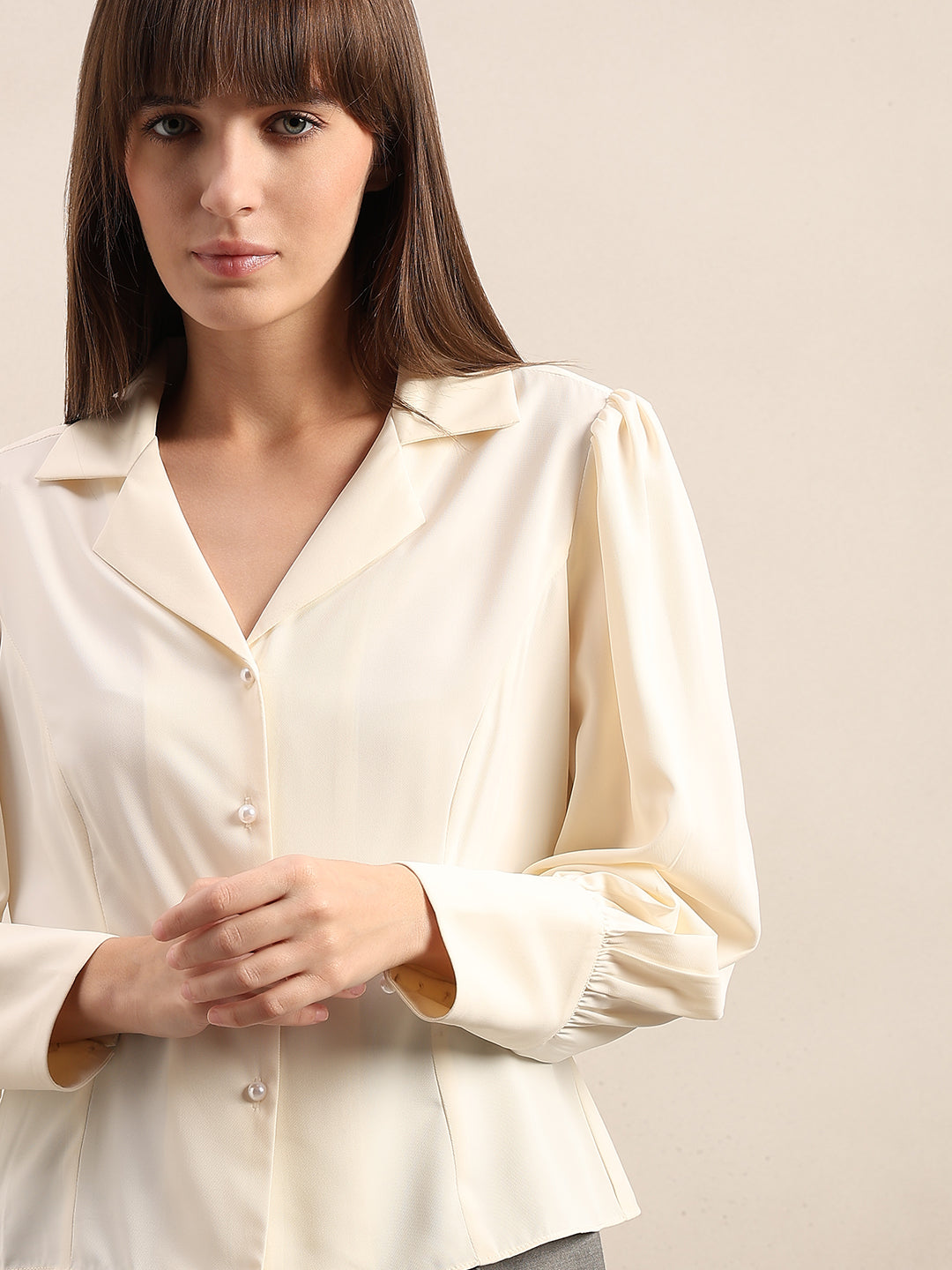 Pearl Detail Satin Shirt