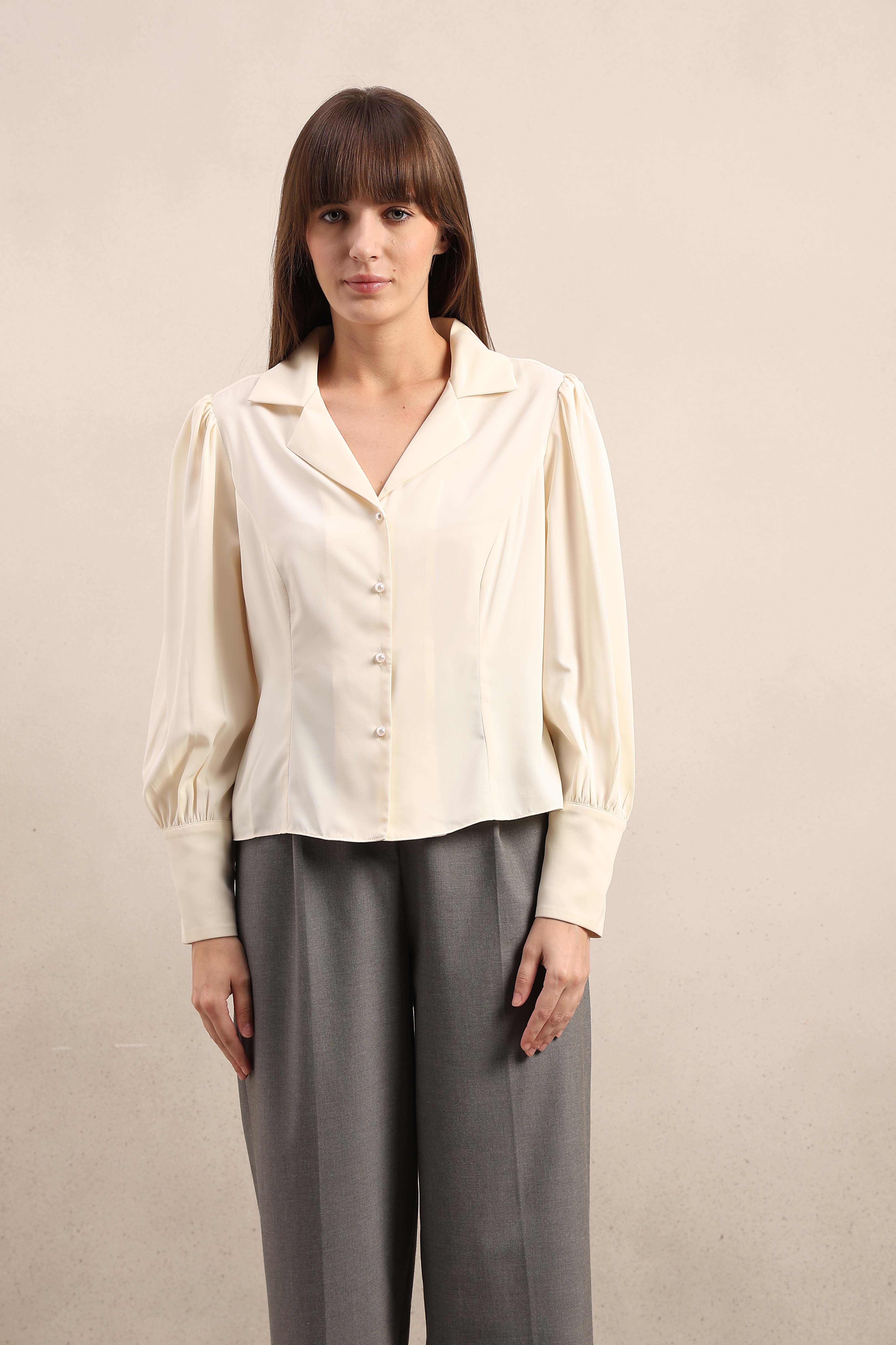 Pearl Detail Satin Shirt