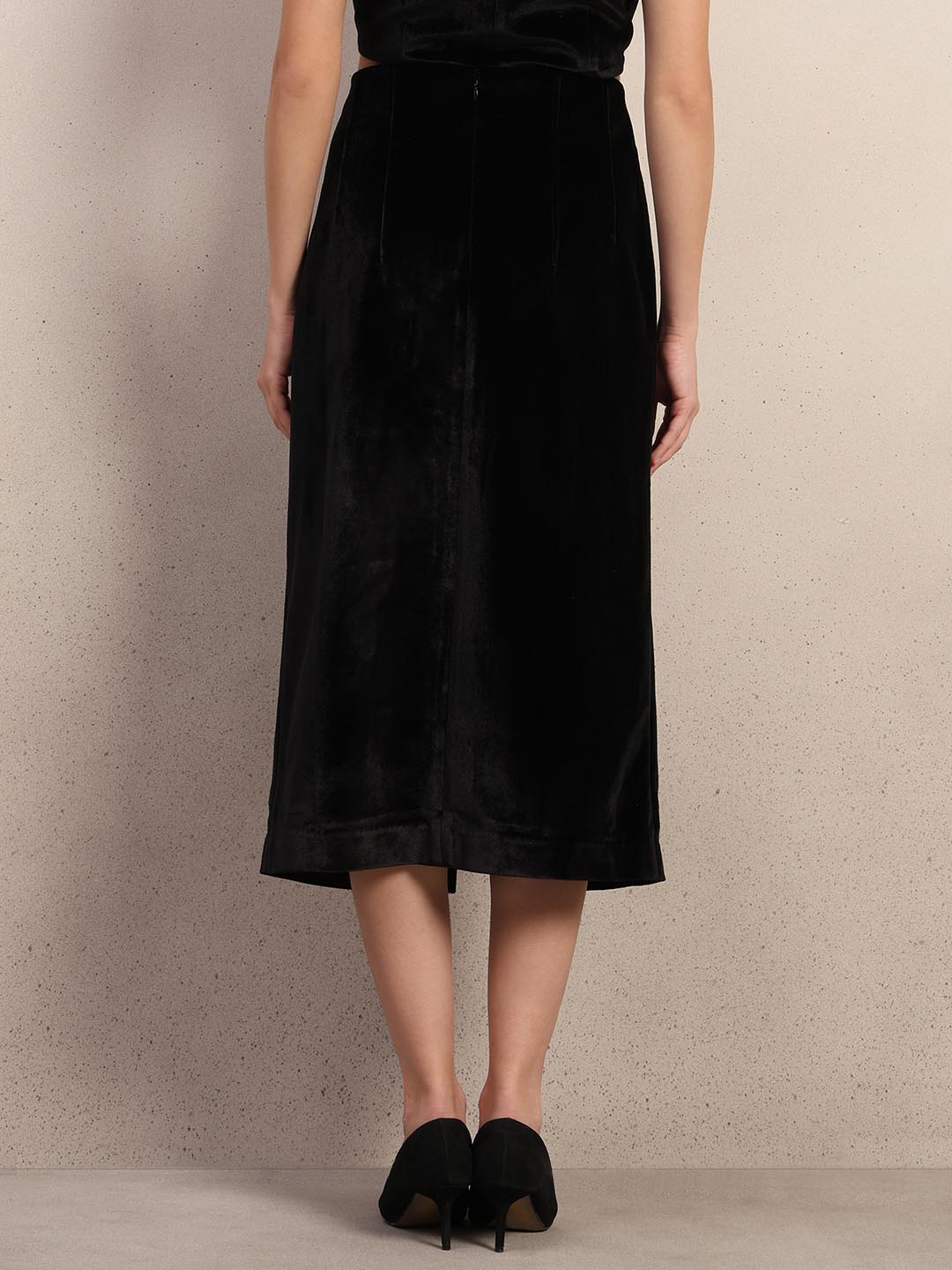 Black Button Detail Skirt