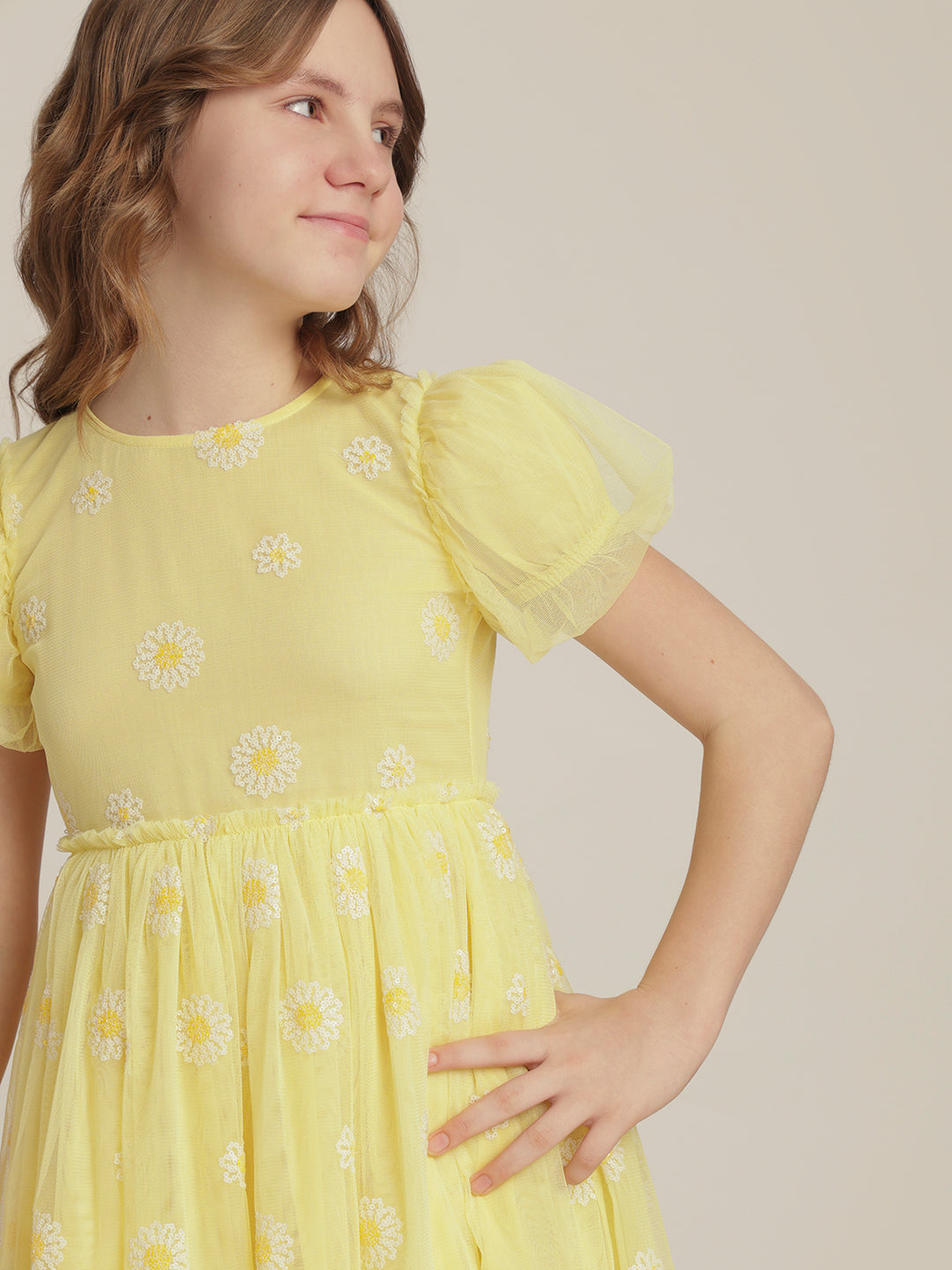 Girls Floral Ruffle Fit & Flare Dress