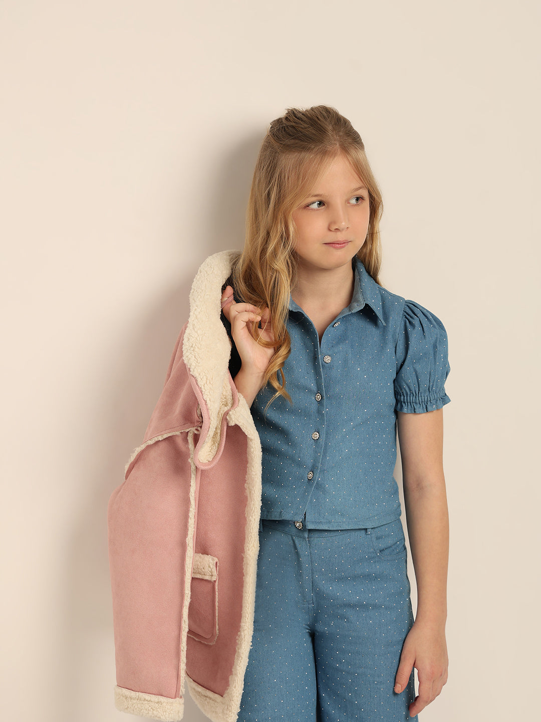 GIRL Blue Embellished Denim Shirt