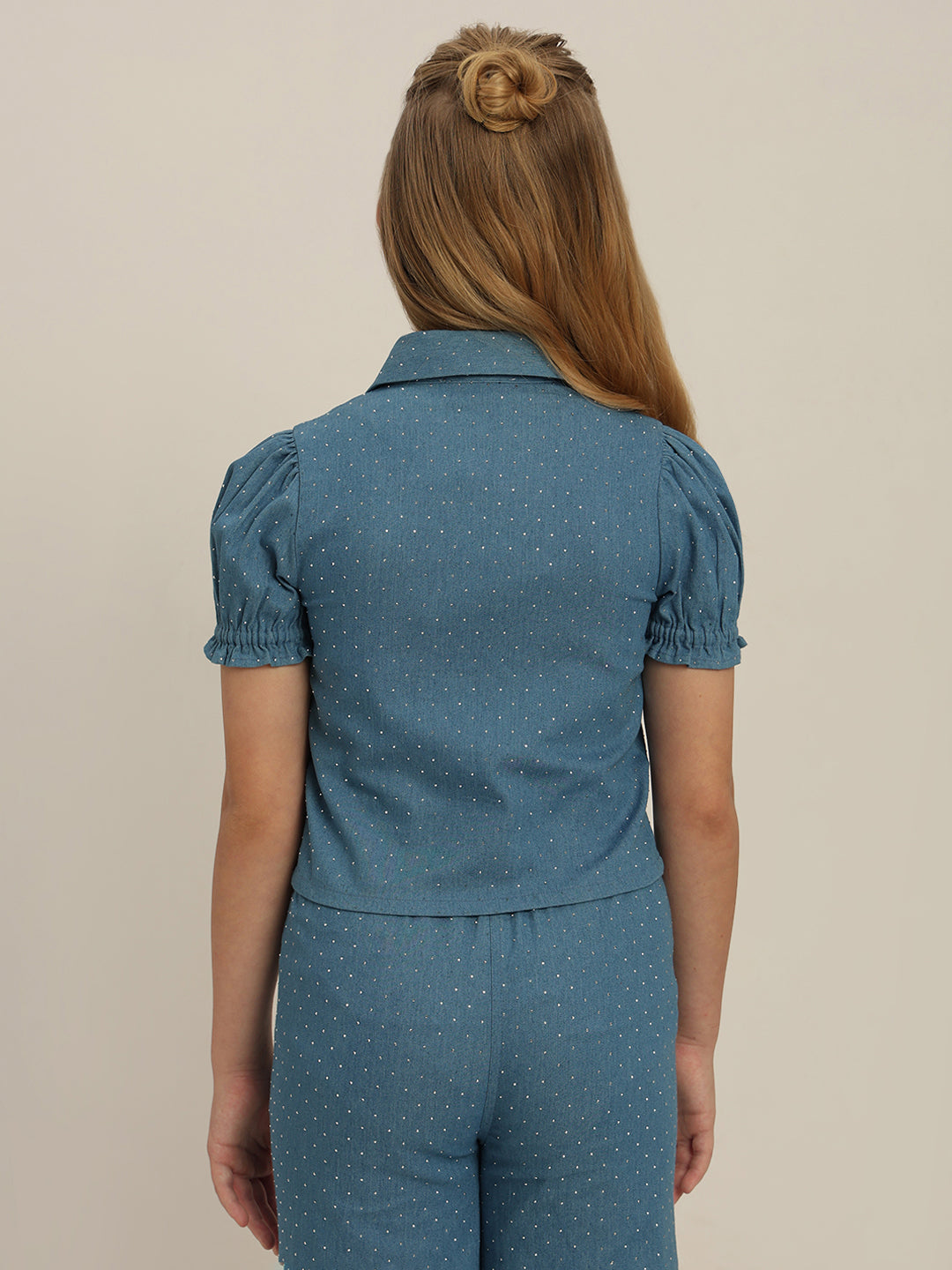 GIRL Blue Embellished Denim Shirt