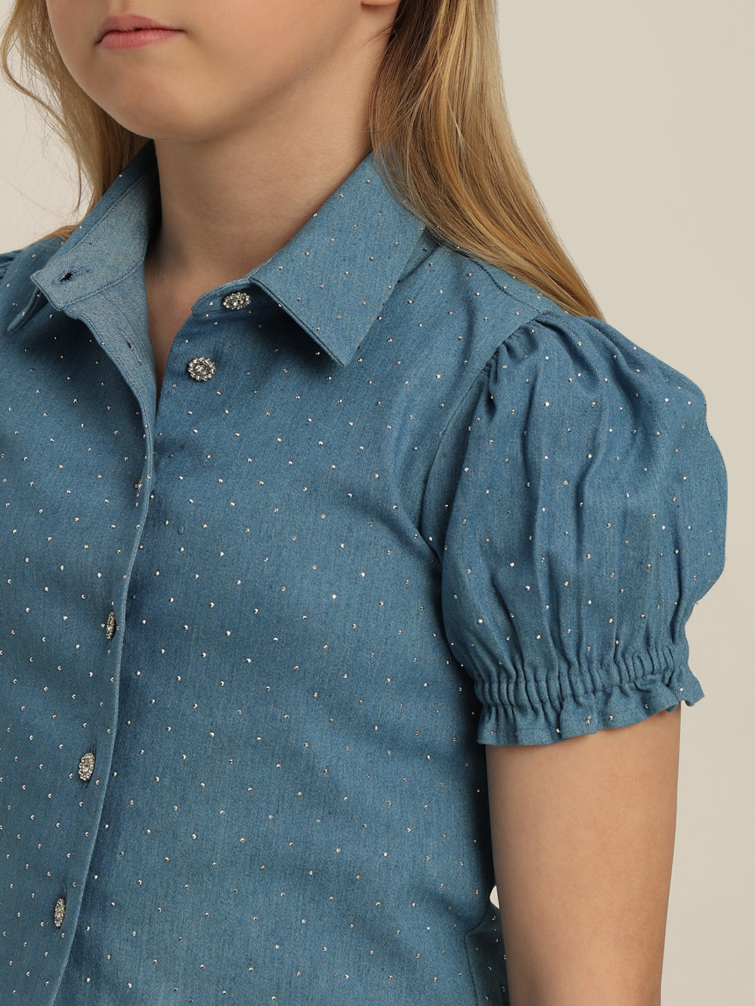 GIRL Blue Embellished Denim Shirt