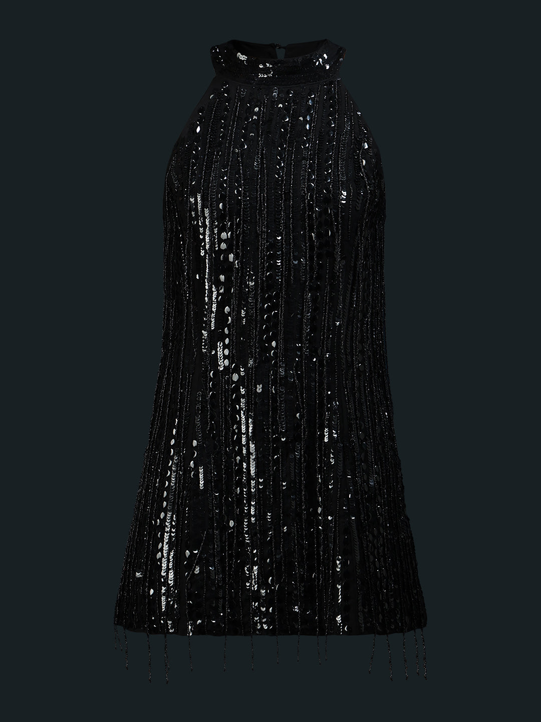 Marquee Fringe Detail Halter Neck Dress