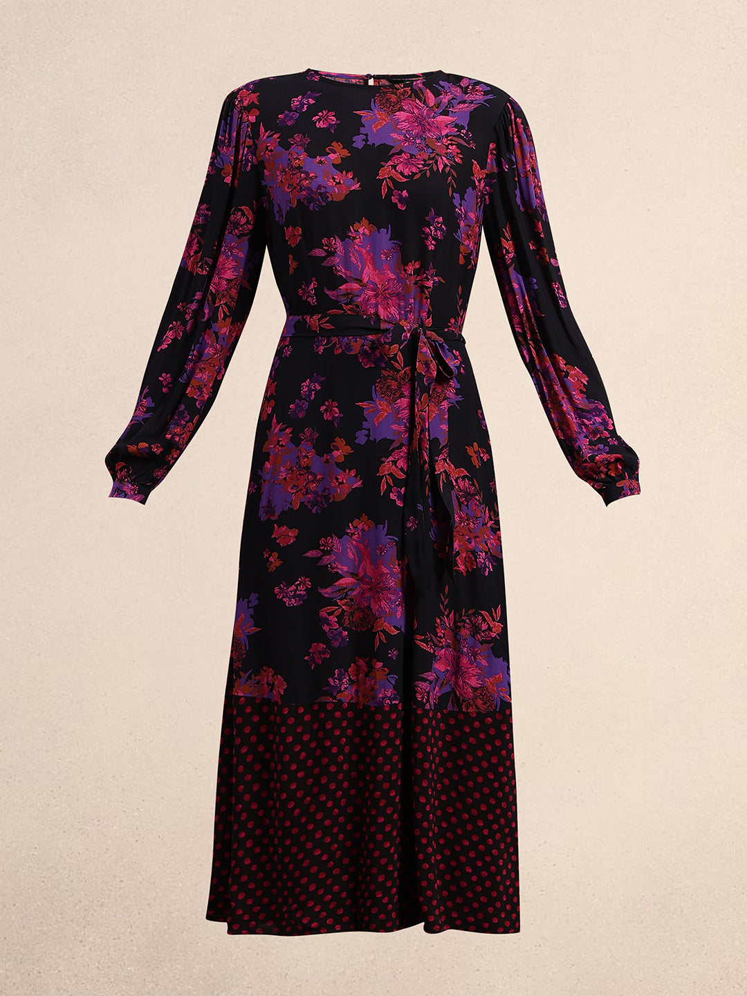 Black Printed Midi Dress