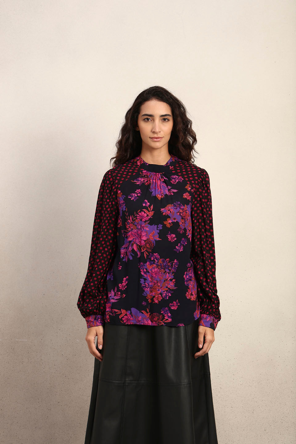 Black Floral Print Top