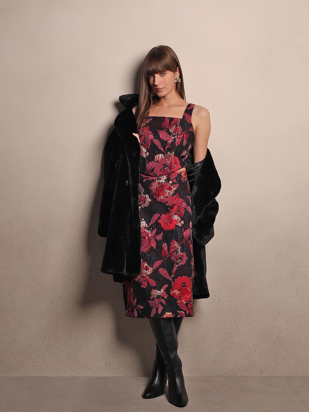 Black Jacquard Cropped Top