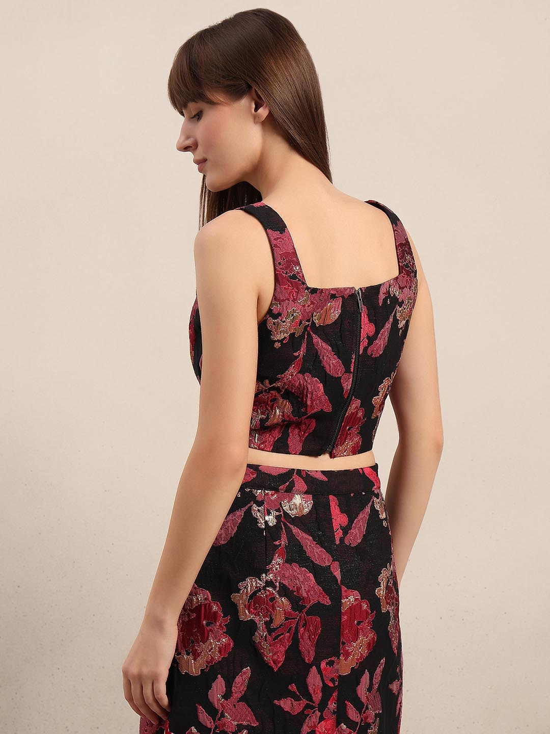 Black Jacquard Cropped Top