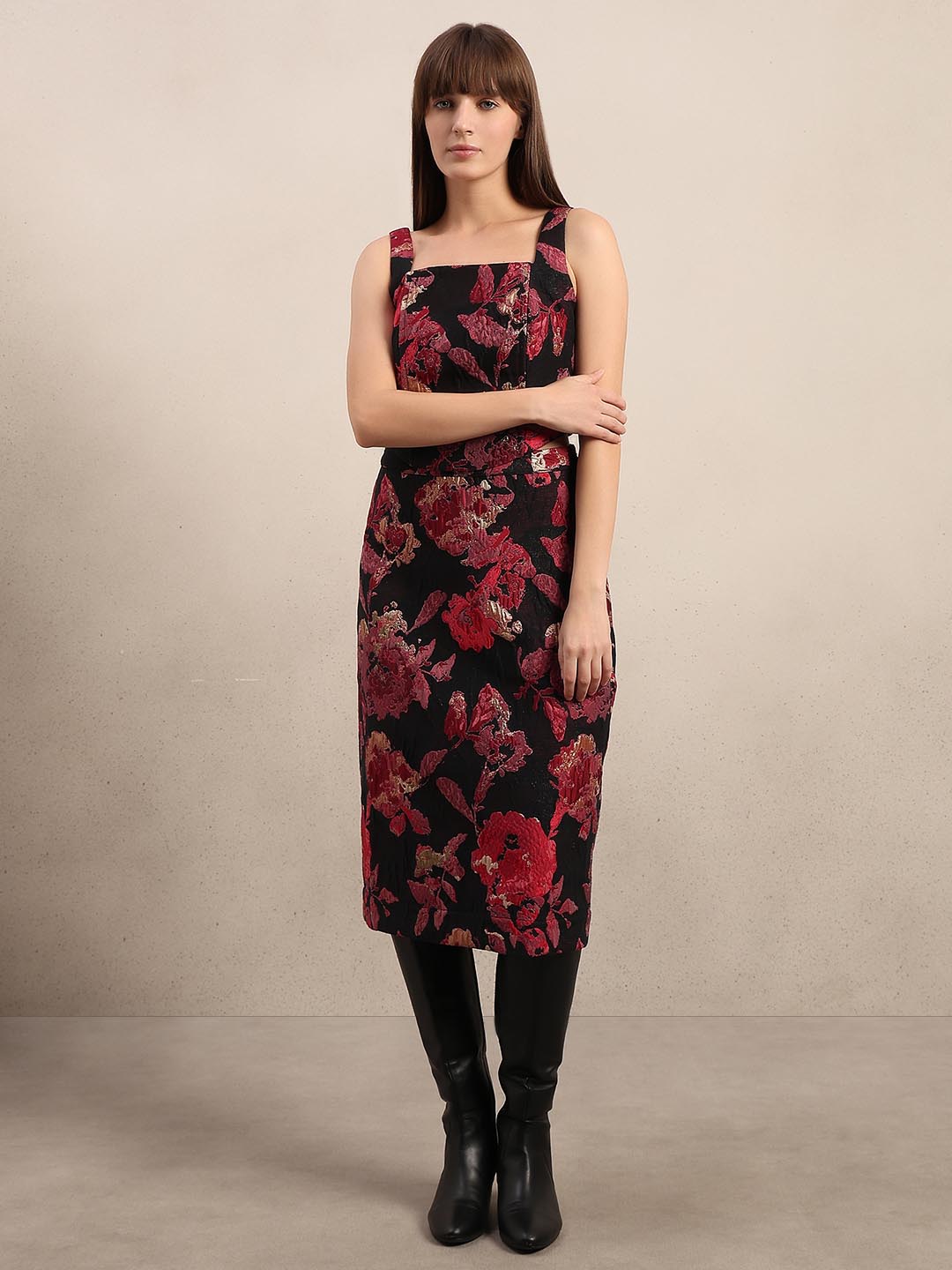 Black Jacquard Cropped Top