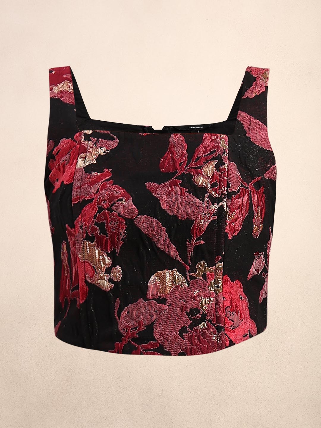 Black Jacquard Cropped Top