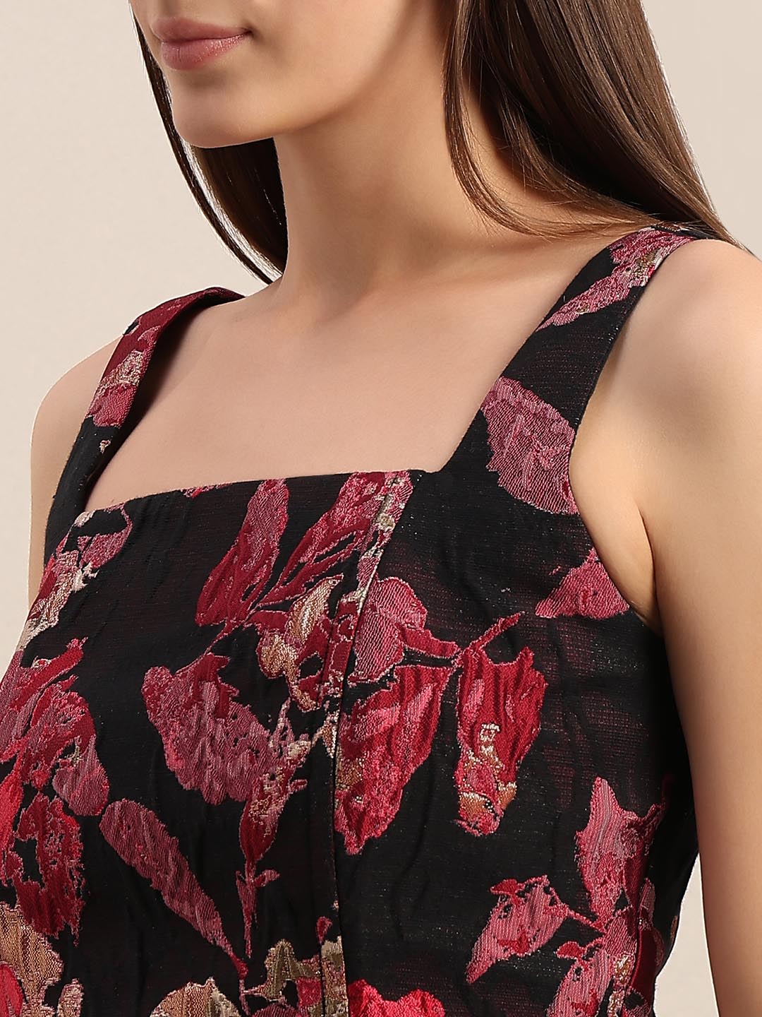 Black Jacquard Cropped Top