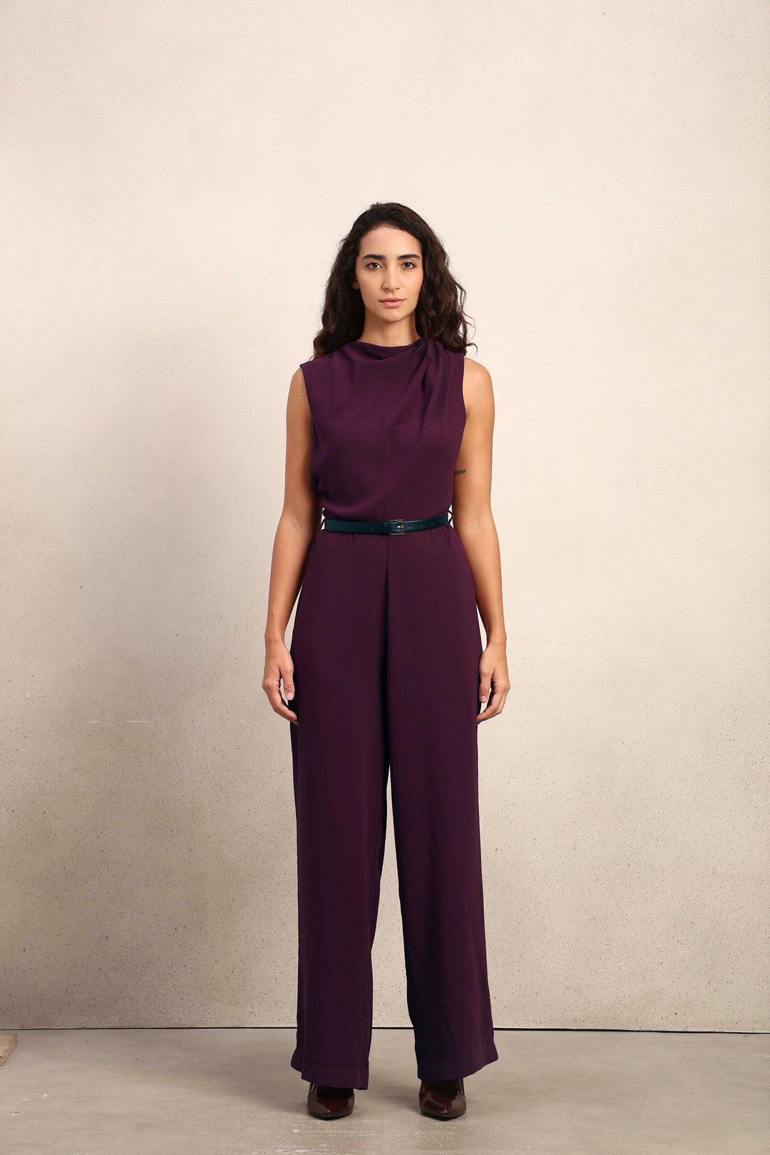 Mock Neck Sleeveless Jumpsuit