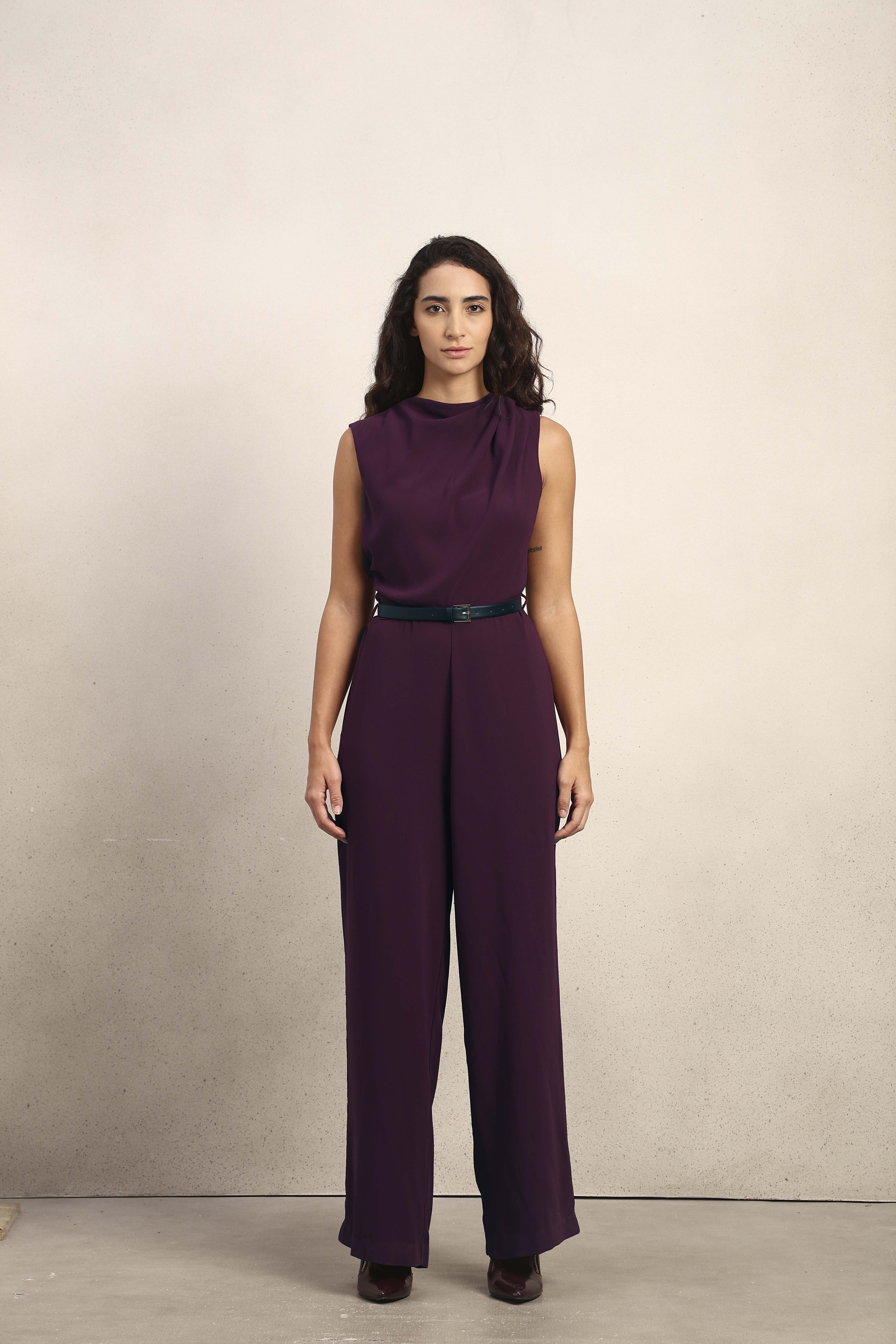 Mock Neck Sleeveless Jumpsuit