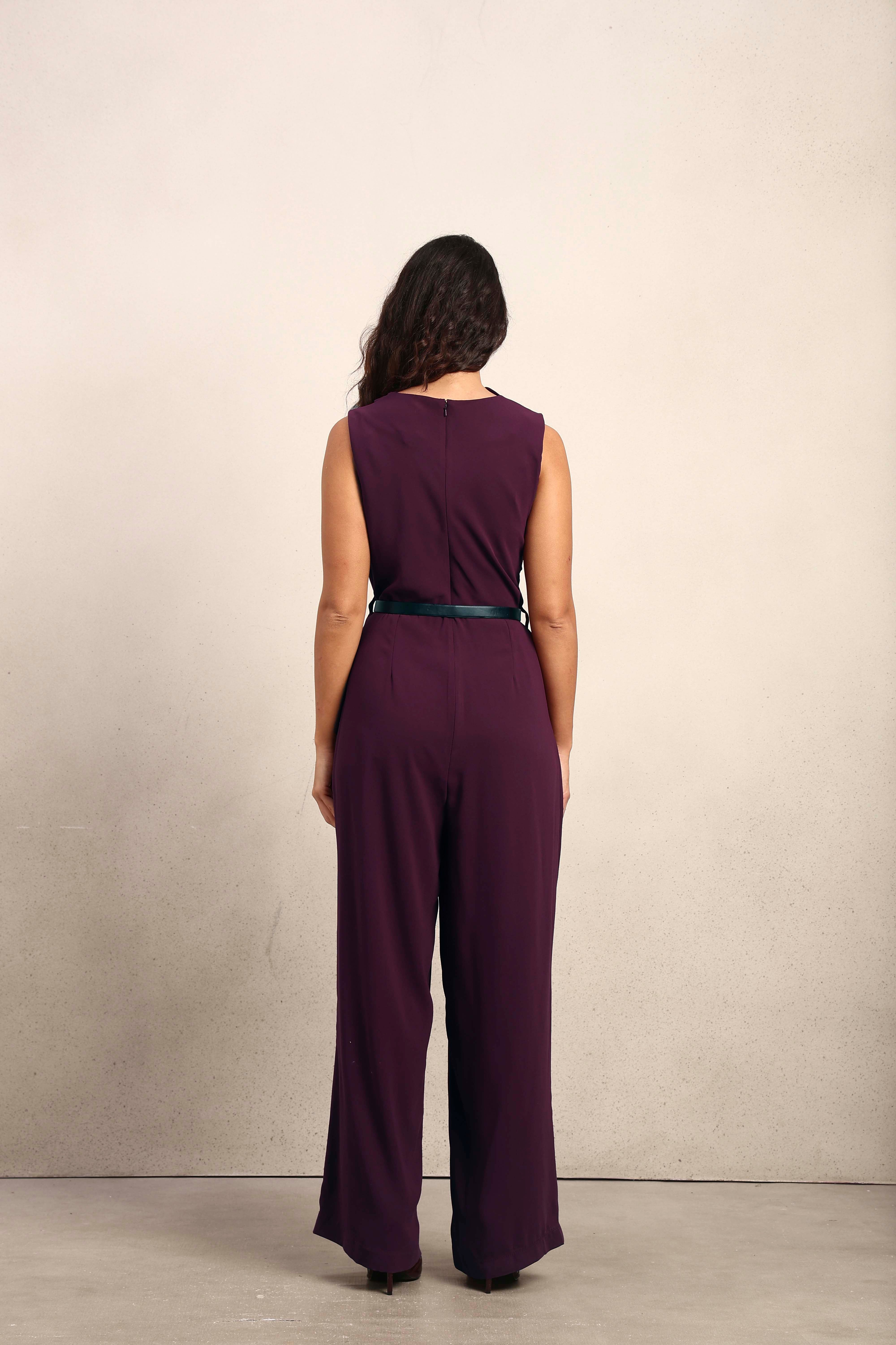 Mock Neck Sleeveless Jumpsuit