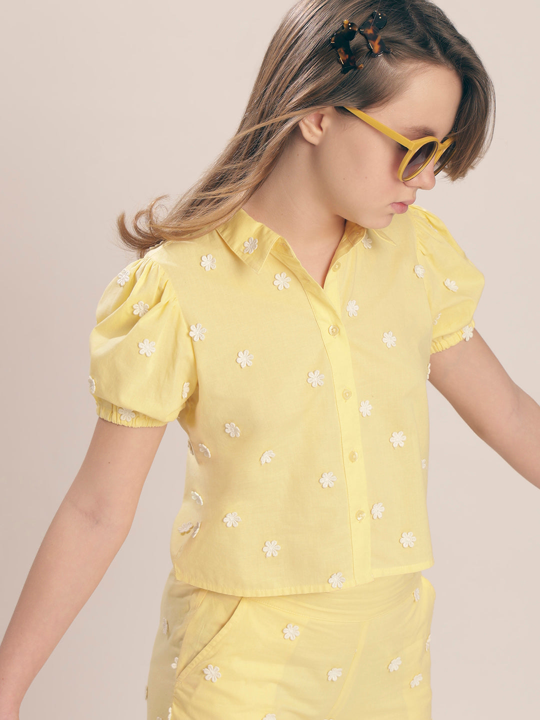 Girls Floral Embroidered Shirt