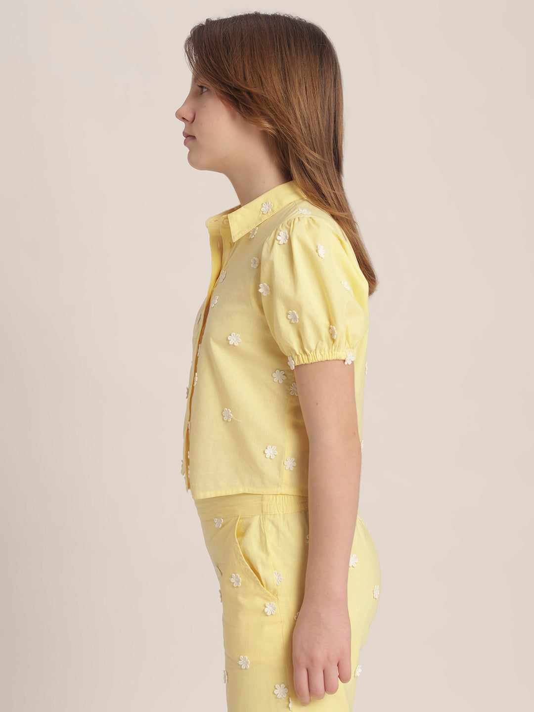 Girls Floral Embroidered Shirt