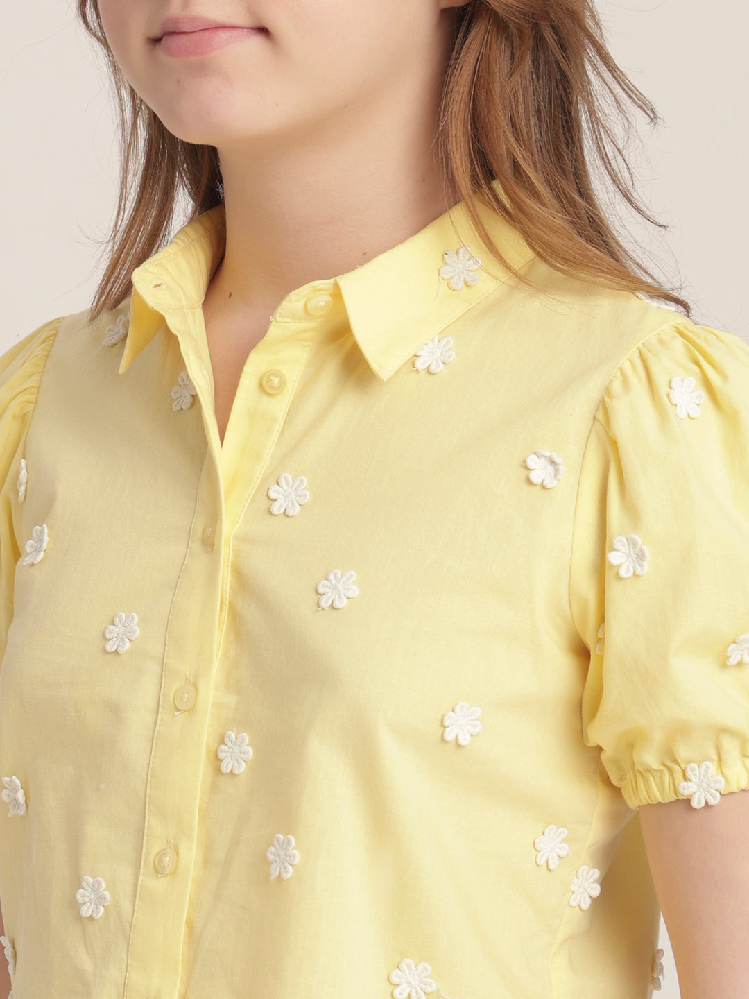 Girls Floral Embroidered Shirt
