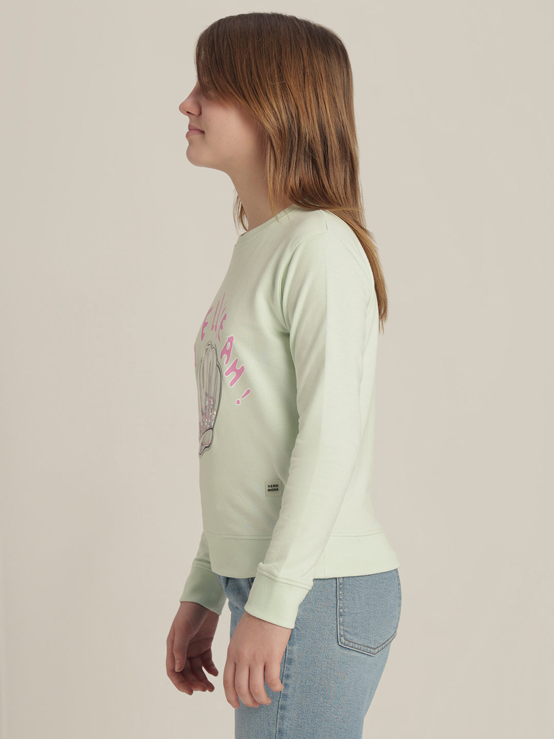 Girls Green Seashell Print Sweatshirt