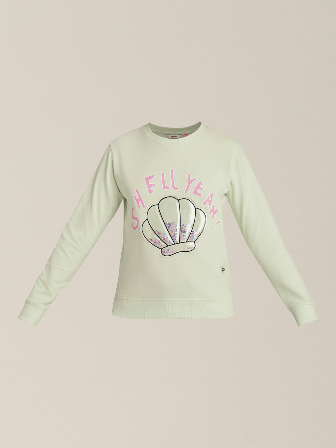Girls Green Seashell Print Sweatshirt
