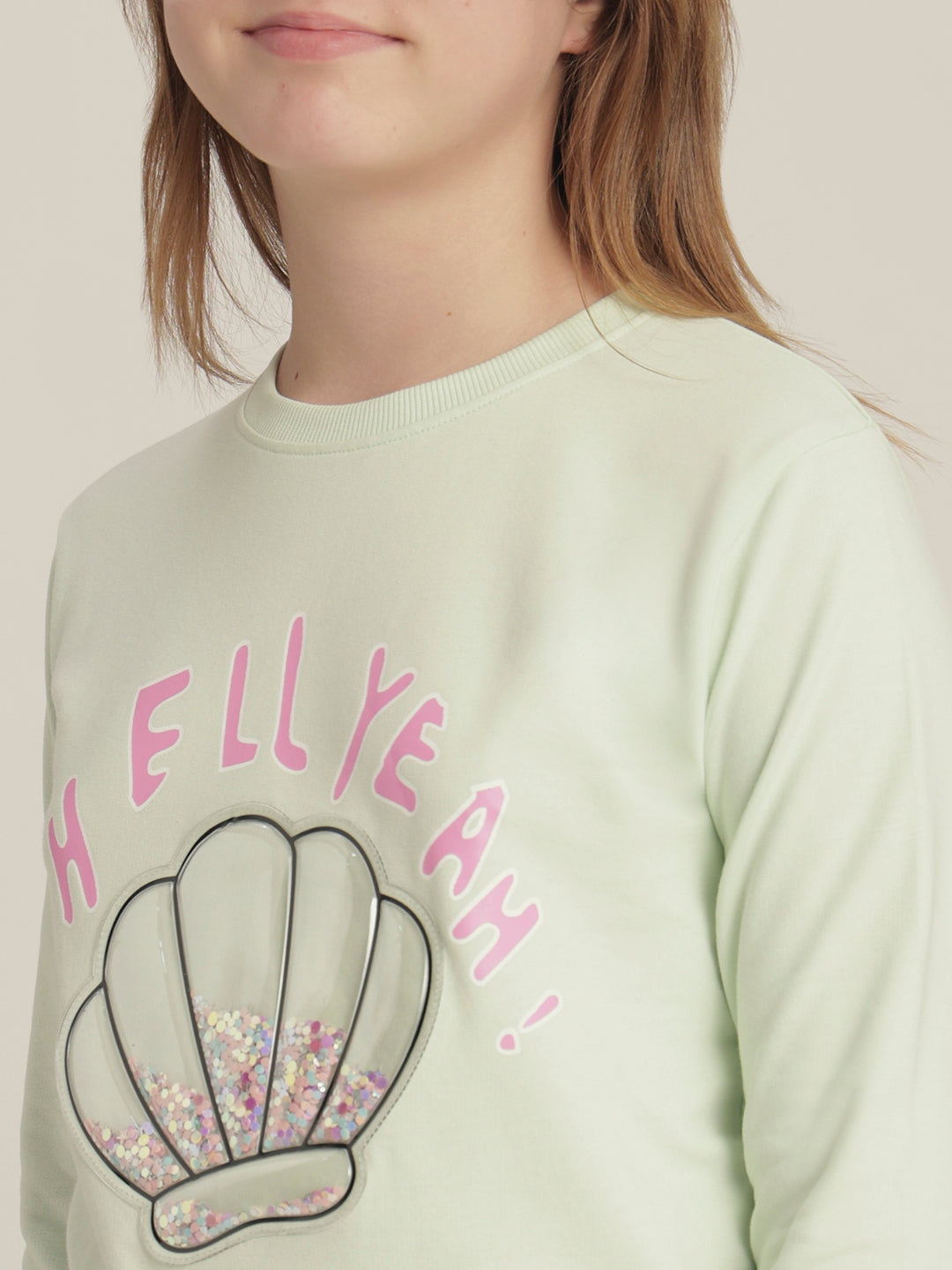 Girls Green Seashell Print Sweatshirt