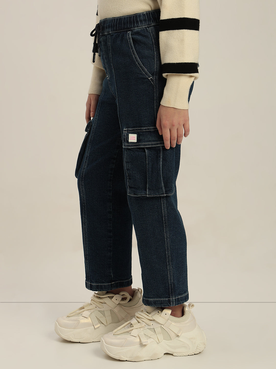 GIRLS Mom Fit Cargo Jeans