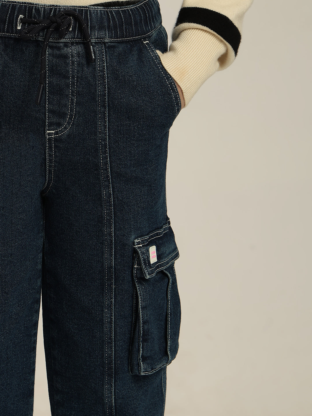 GIRLS Mom Fit Cargo Jeans