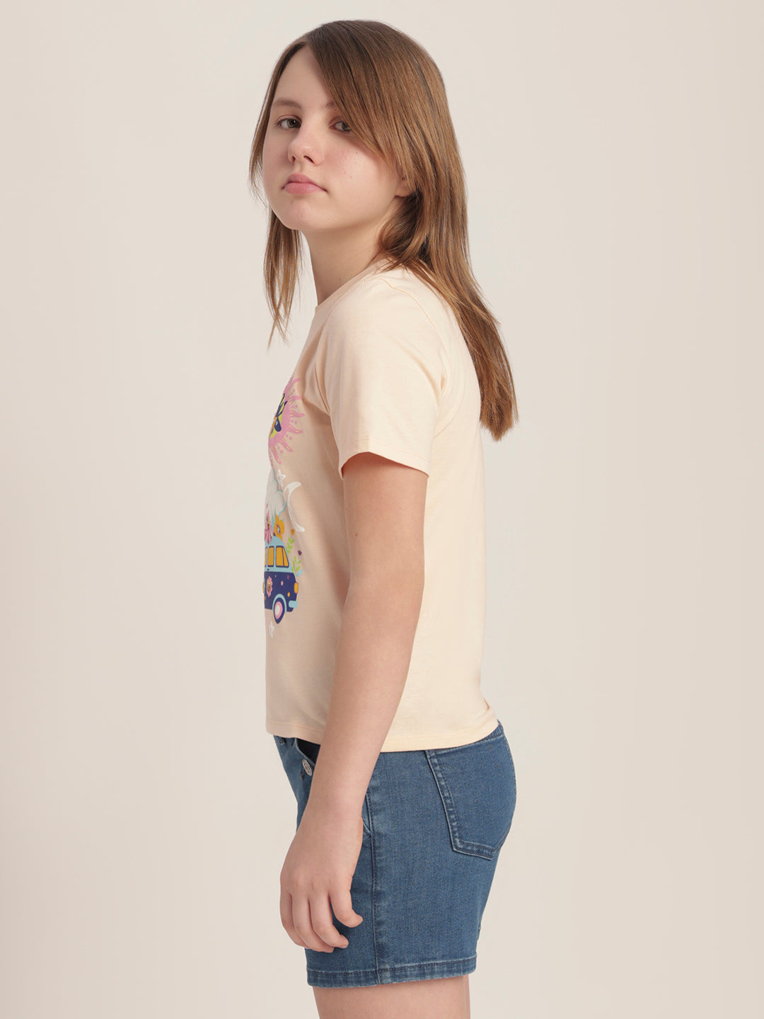 Girls Graphic Print Cotton T-shirt