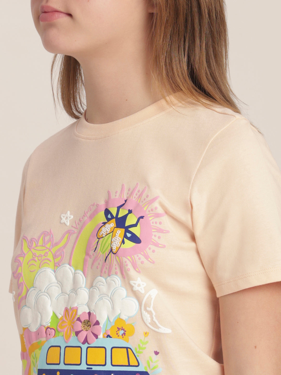 Girls Graphic Print Cotton T-shirt