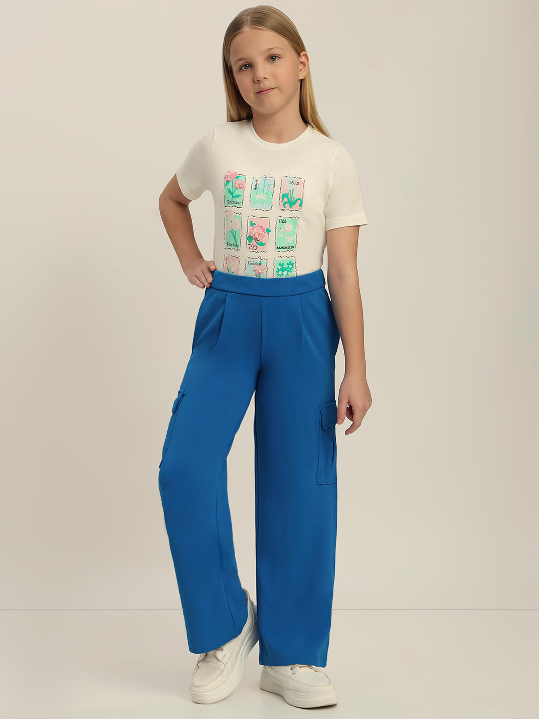 Girls Blue Cargo Pants
