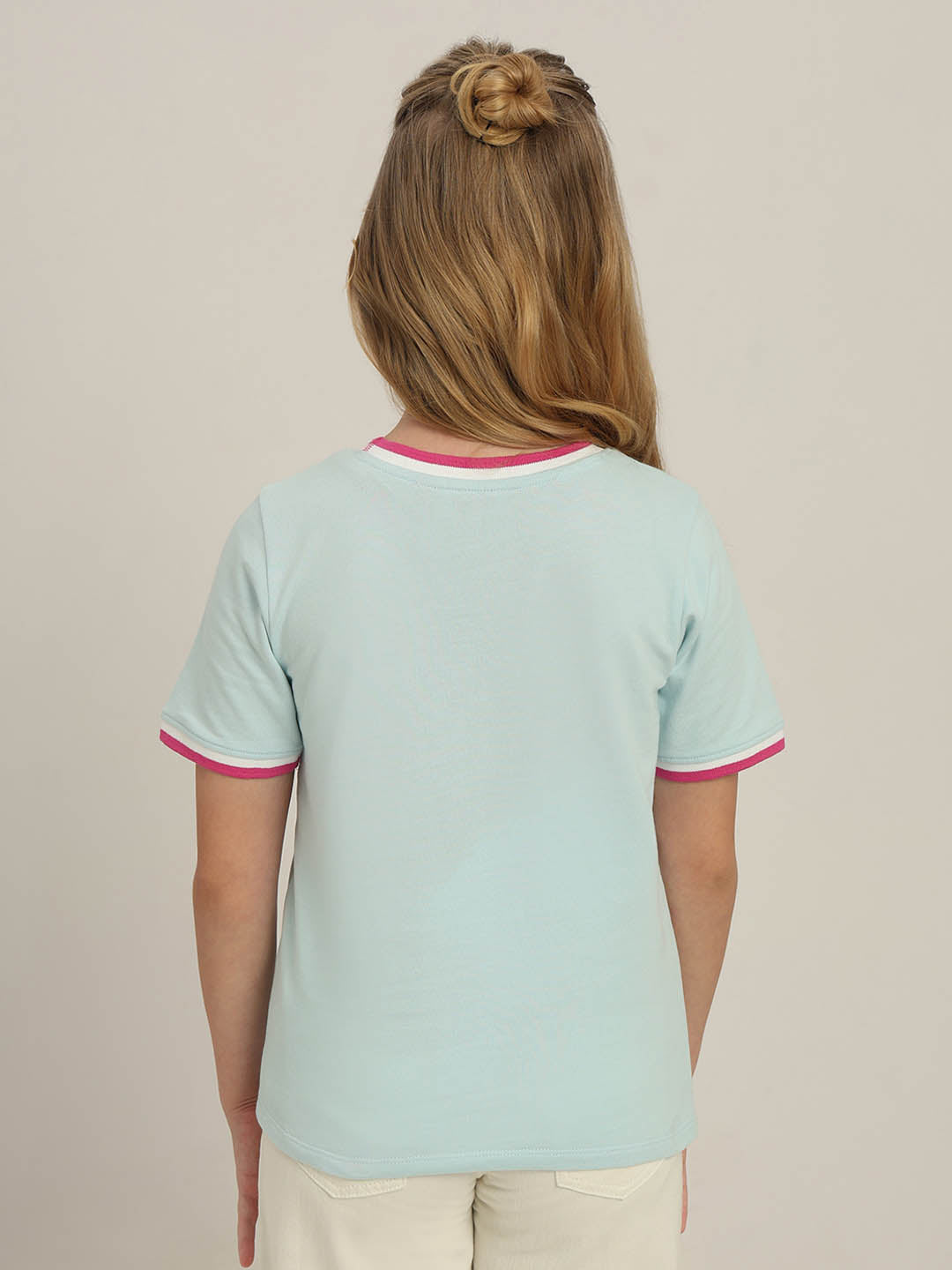 GIRLS Sky Blue Printed T-shirt