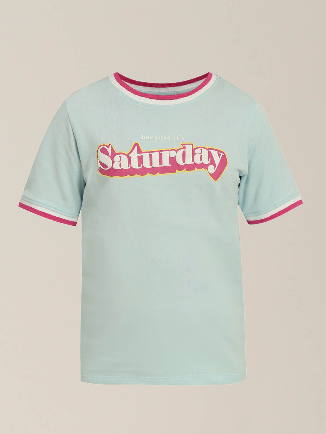 GIRLS Sky Blue Printed T-shirt