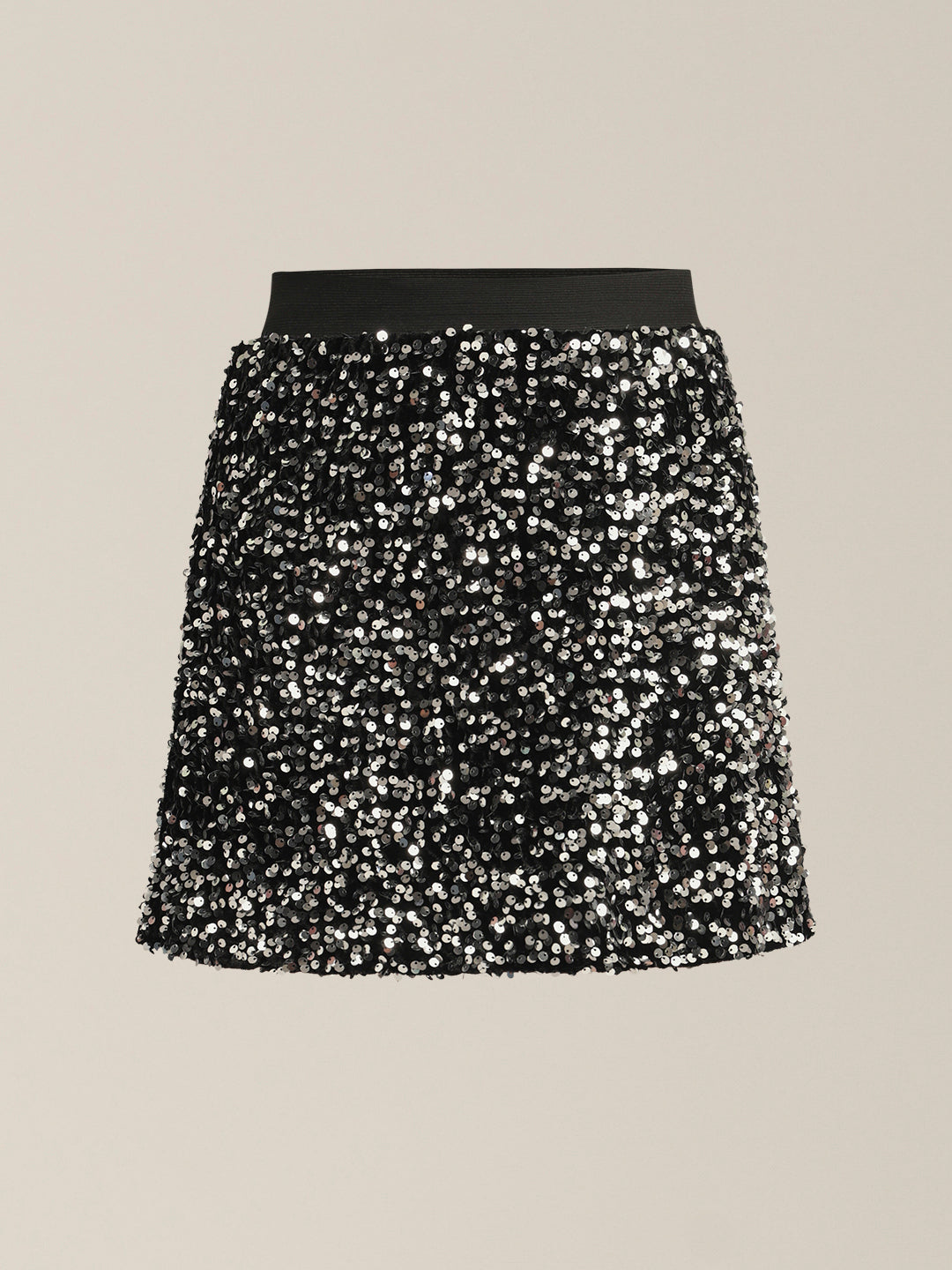 Girls Black Sequin Mini Skirt