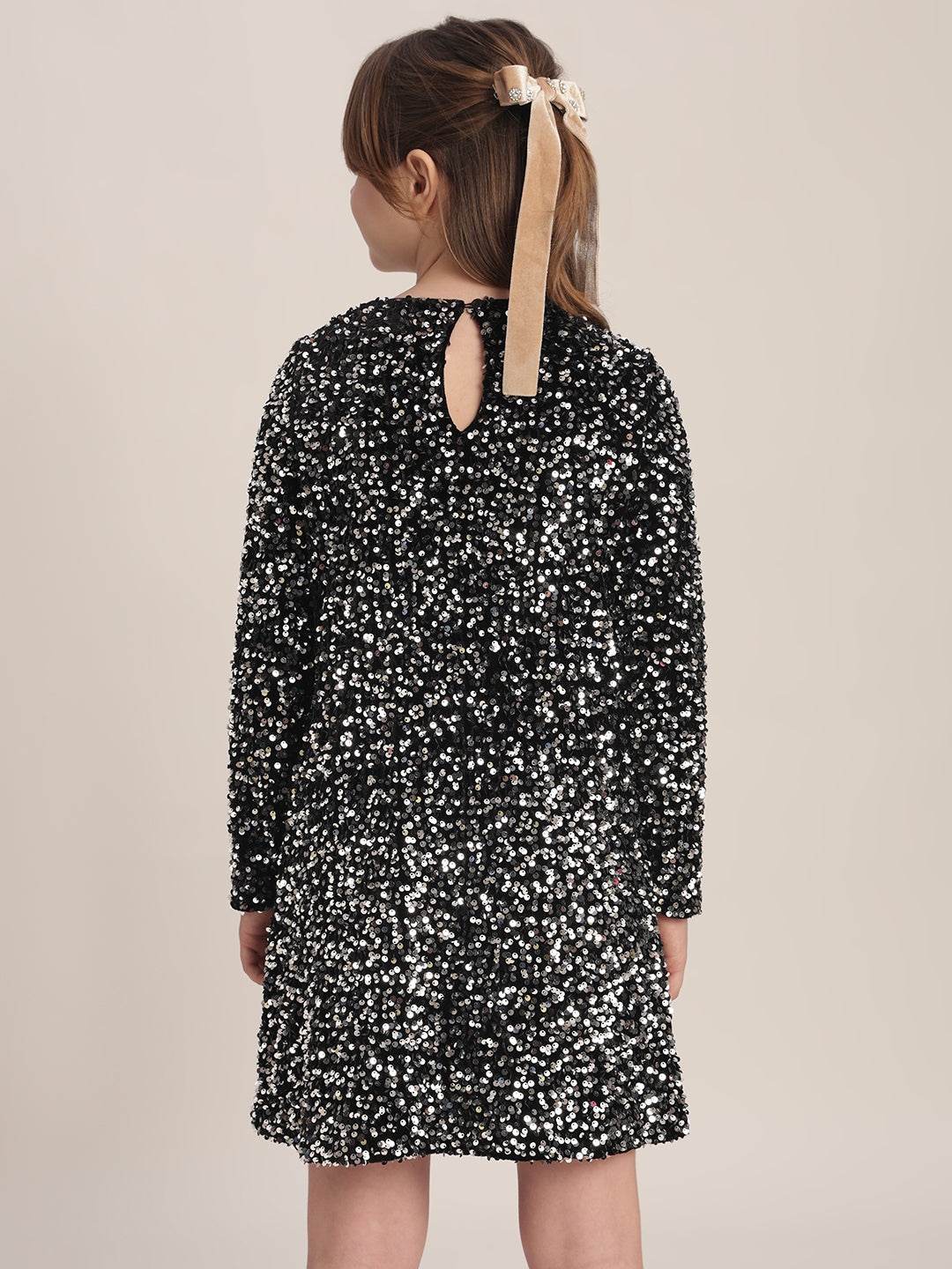 Girls Black Sequin Mini Skirt