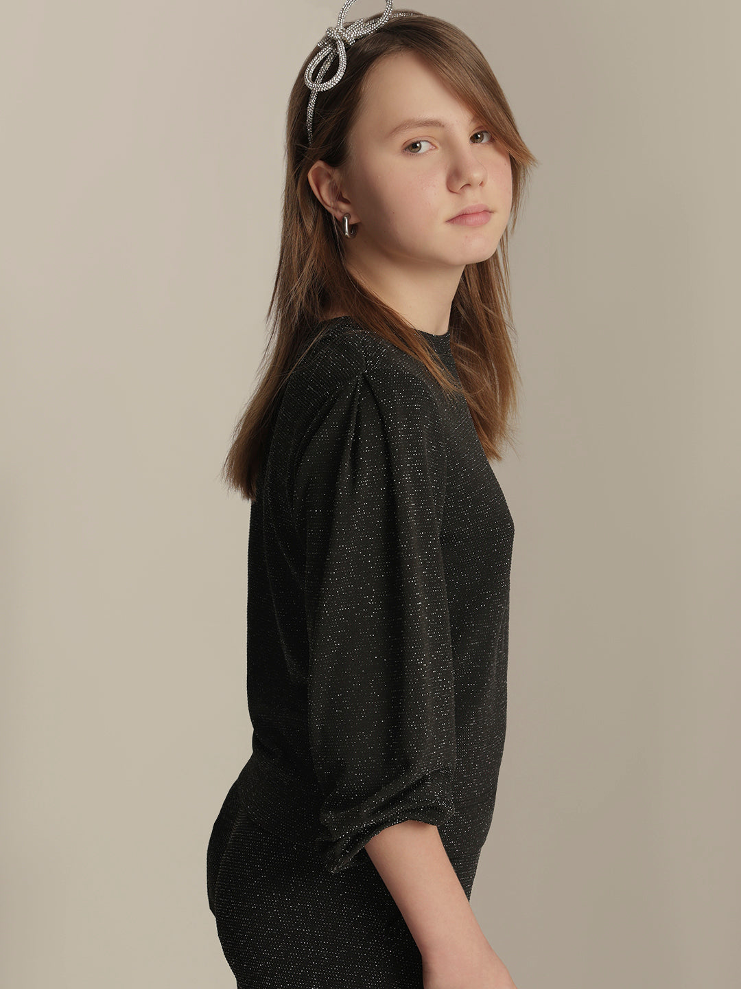 Girls Shimmer Full Sleeves Top